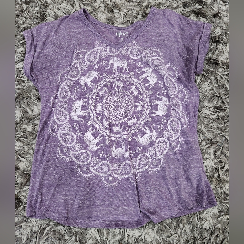 Purple Elephant Print Top
